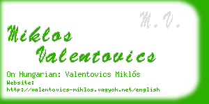 miklos valentovics business card